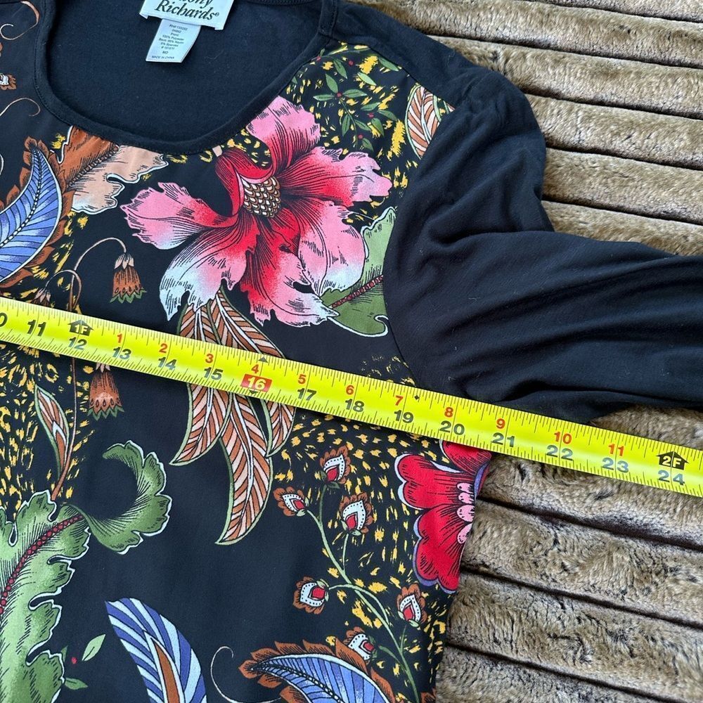 5 for $45  Anthony Richards Floral Top Blouse Shirt Size M - Picture 6 of 6